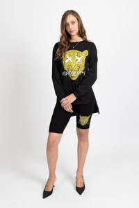 Womens Tops 1: Federation LS Scallop Tee - Leopard