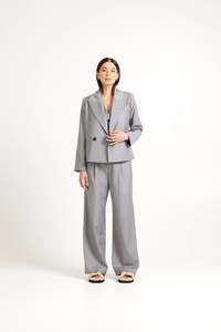 Tuesday Label Crop Blazer - Silver