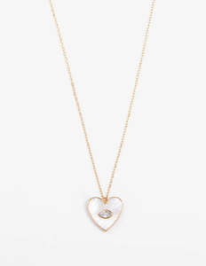Stella + Gemma Necklace Chain with Heart and Crystal Eye