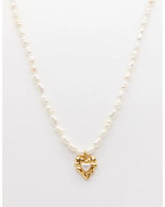 Stella + Gemma Necklace, Pearl with Heart