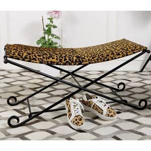Furniture: Rembrandt Leopard Leather Stool Large