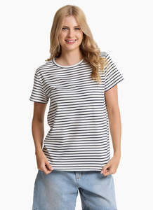 Womens Tops 1: Stella+Gemma Classic Strip Tee White/Navy