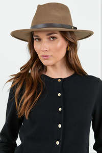 Among The Brave Tanner Dark Taupe Mid Brim Panama Wool Hat