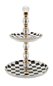 Christiana 2 Tier Check Cake Stand with Crystal