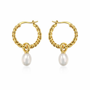Me The Label Twisted Pearl Hoop Earrings