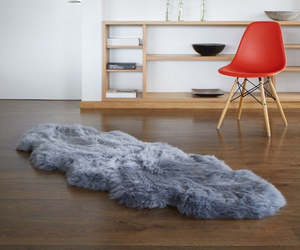 Frontpage: Large Double Sheepskin Rug - Grey - NZ Made