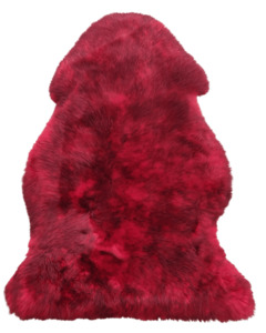 Single Large Sheepskin Rug - Red With Black Tip