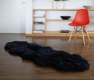 Sheepskin Rugs: Large Double Sheepskin Rug - Black - NZ Made