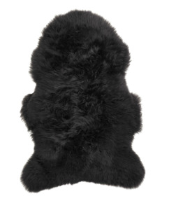 Single Black Sheepskin Rug - NZ Made