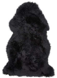Single Large Sheepskin Rug - Black