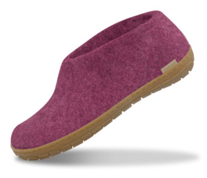 Glerups Unisex Felt Wool Shoe with Rubber Sole - Cranberry
