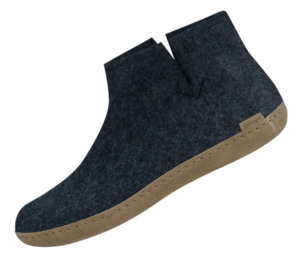 Glerups Unisex Felt Wool Boot with Leather Sole - Charcoal