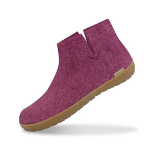 Glerups Unisex Felt Wool Boot with Honey Rubber Sole - Cranberry