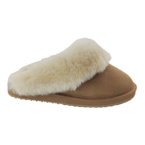 Womens Slippers: Ladies Karo Scuff - Chestnut - NZ Made - SALE!