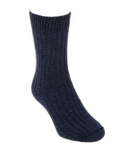 Lothlorian Possum & Merino Unisex Rib Socks, Denim