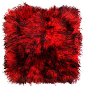 Sheepskin Cushions: Sheepskin Cushion Cover - Red With Black Tip - Standard or Large Size