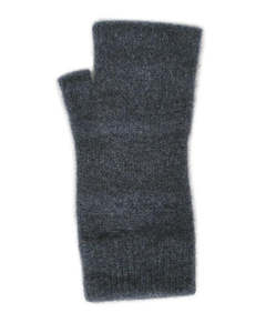 Gloves: Lothlorian Possum & Merino Plain Fingerless Mitten, Charcoal