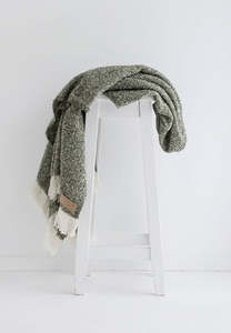 Blankets Throws: Wool Twill Throw - Moss - NZ Made