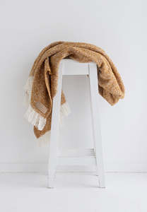 Blankets Throws: Wool Twill Throw - Mustard - NZ Made