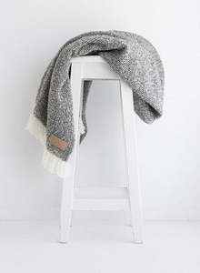 Blankets Throws: Wool Twill Throw - Grey - NZ Made