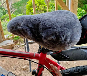 Sheepskin Bicycle Seat Cover - Tourer or Cruiser - Grey - NZ Made