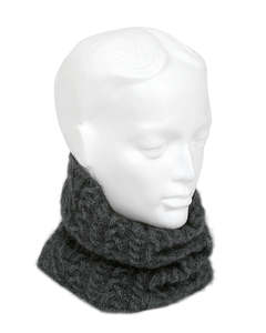 Frontpage: Lothlorian Possum & Merino Cable Neck Gaiter/Headband, Charcoal