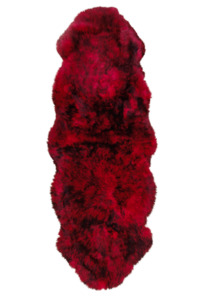 Double Sheepskin Rug - Red with Black Tip