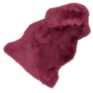 Single Large Sheepskin Rug - Rose Red