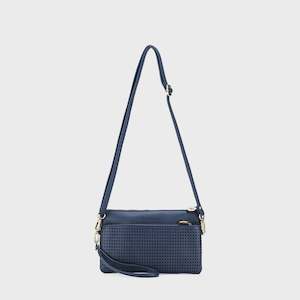 Faux Leather Bags: Nina Shoulder Bag - Deep Navy