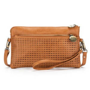 Faux Leather Bags: Nina Shoulder Bag - Tan