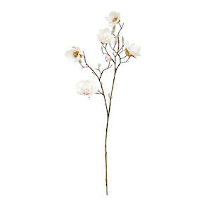 House Plants: Faux Plant - Magnolia Spray | White