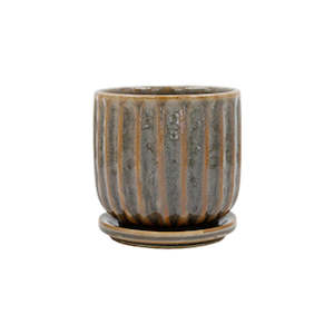 House Plants: Planter - Leonie Brackish Glaze + Saucer | Small