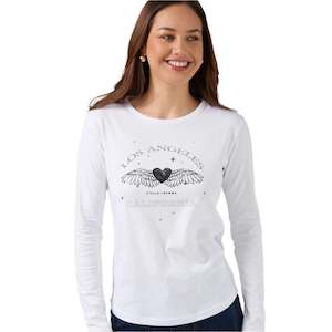 Stella + Gemma Long Sleeve Tee - Grunge Heart | White