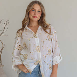 Cotton Shirt - Crochet Design | White