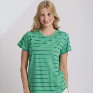 S+G Classic Tee - Green with Navy Stripe
