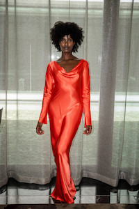 Florence Cowl Neck Dress - Melon