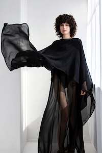Elara Cape & Harmony Silk Dress