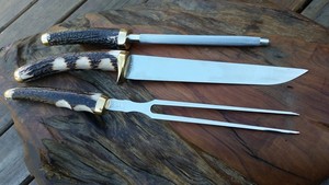 Carving Sets: Fork, Knife & Steel
