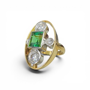 Green Tourmaline & Diamond Ring