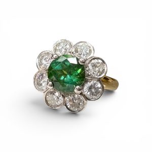 Tourmaline and Diamond Cluster Ring