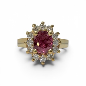 Ruby and Diamond Cluster Ring
