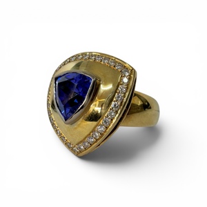 Tanzanite And Diamond Modern Style Dress Ring