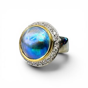 Paua Pearl And Diamond Ring
