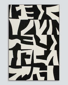 Outdoor Rug: Copacabana Outdoor Floor Rug -  Black/Ecru