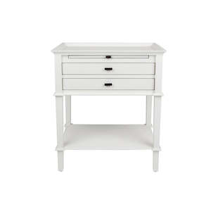 Draws: Manhattan 2 Drawer Bedside Table - White