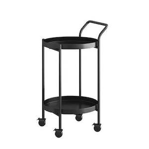 Drinks Trolleys: Hugo Round Drinks Trolley - Matte Black