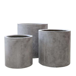 Mikonui Cylinder Outdoor Planter - Weathered Cement (3 Sizes)