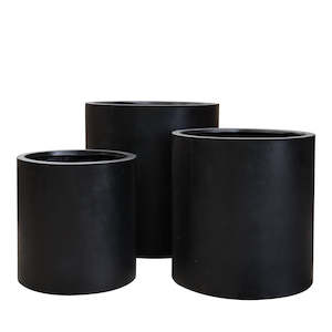 Mikonui Cylinder Outdoor Planter - Black (3 Sizes)