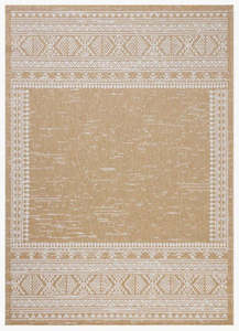 Floor Rugs: Aztec Outdoor Rug - Ivory & Wheat