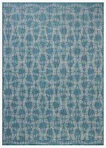 Floor Rugs: Mosaic Outdoor Rug - Teal & Fog